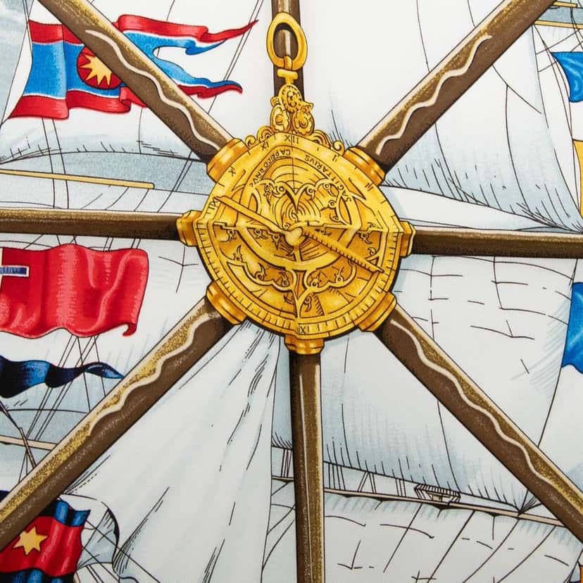 Hermès Vive Le Vent Silk Scarf White Silk Good condition - Back View