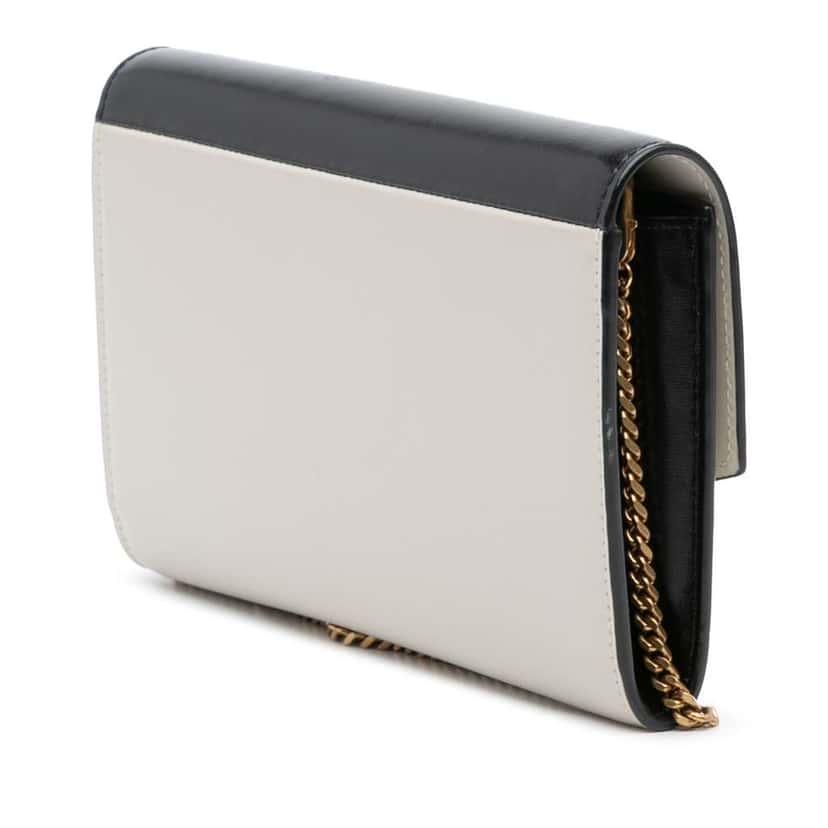 Saint Laurent Bicolor Calfskin Uptown Chain Wallet Black Leather Good condition - Back View