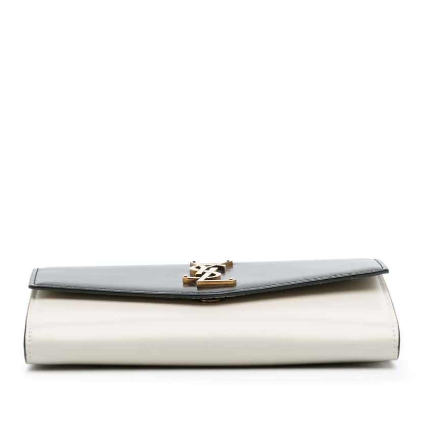 Saint Laurent Bicolor Calfskin Uptown Chain Wallet Black Leather Good condition - Inside View