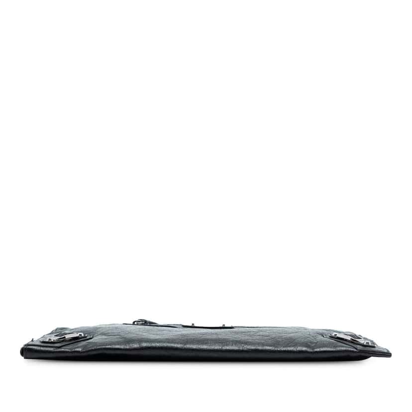 Balenciaga Lambskin Motocross Classic Zip Around Flat Clutch Black Leather Good condition - Inside View