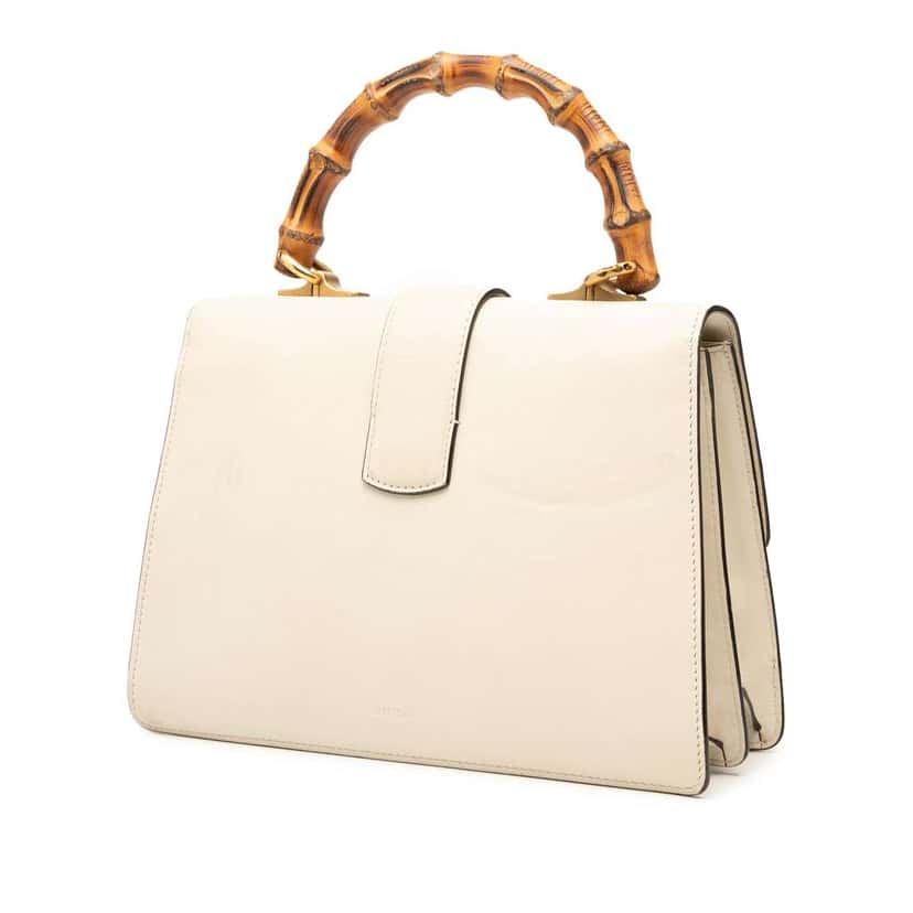Gucci Medium Leather Bamboo Dionysus Web Satchel White Leather Very good condition - Back View