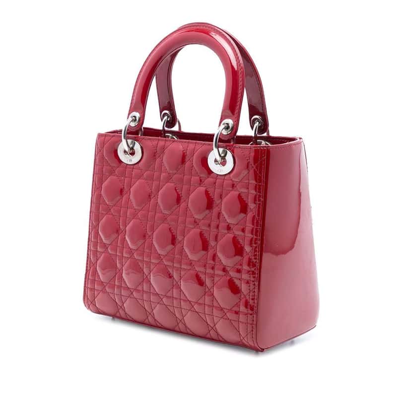 Dior Medium Patent Cannage Lady Dior Red Leather Good condition - Back View