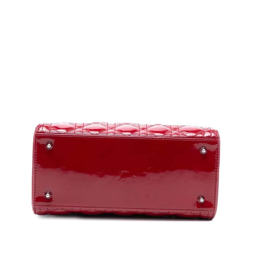Dior Medium Patent Cannage Lady Dior Red Leather Good condition - Inside View