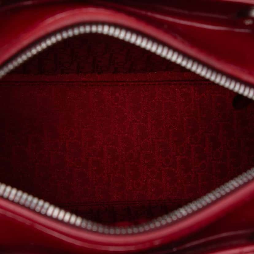 Dior Medium Patent Cannage Lady Dior Red Leather Good condition - Model View
