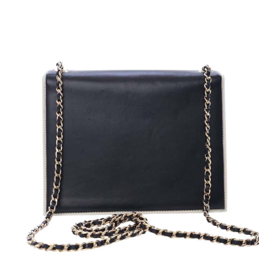 Chanel CC Bicolor Calfskin Square Frame Flap Black Leather Good condition - Model View