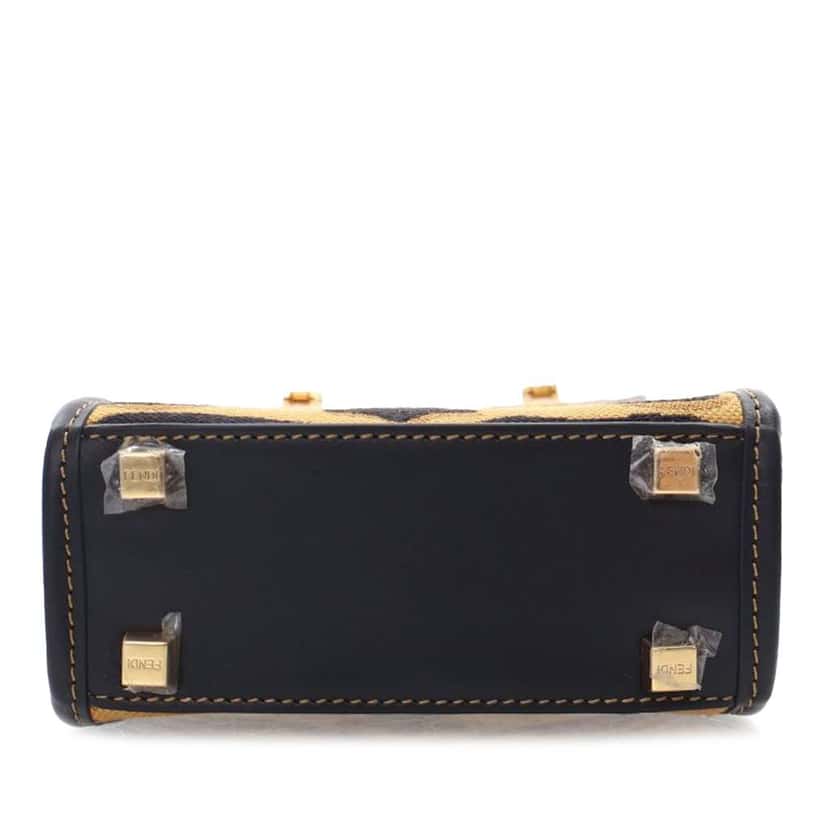 Fendi Mini Embroidered Canvas Zebra Print Sunshine Shopper Tote Brown Canvas Good condition - Inside View