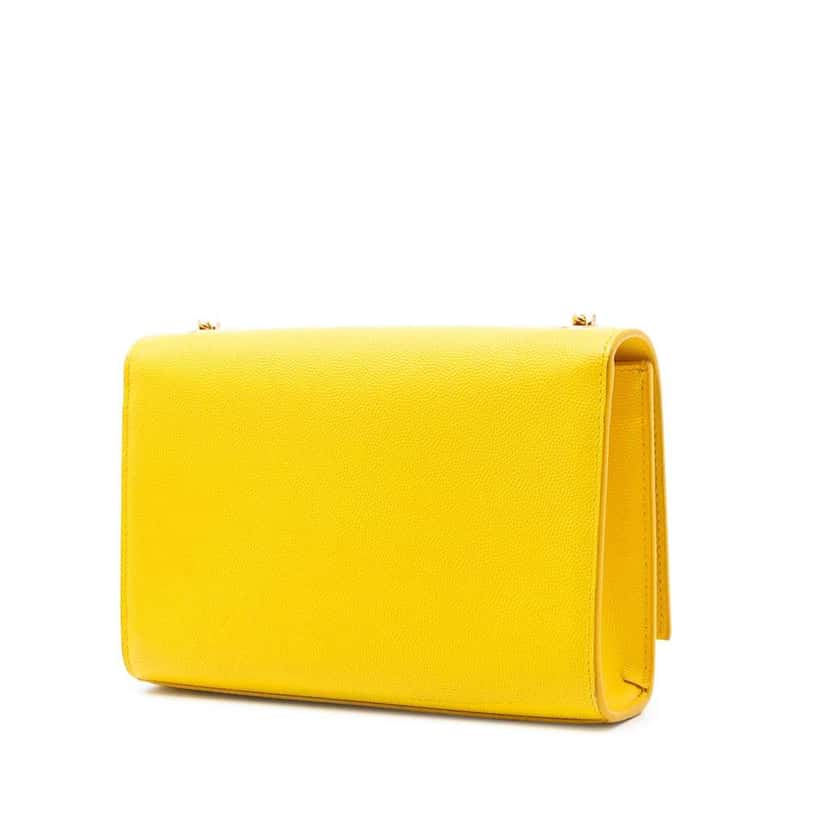 Saint Laurent Small Grain de Poudre Monogram Kate Tassel Crossbody Yellow Leather Good condition - Back View