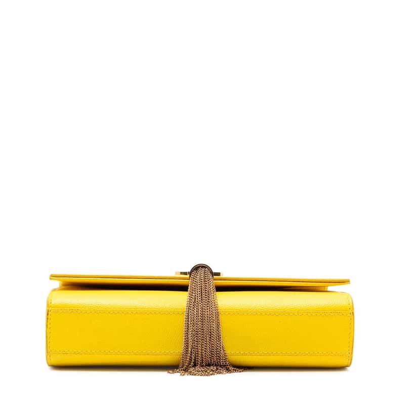 Saint Laurent Small Grain de Poudre Monogram Kate Tassel Crossbody Yellow Leather Good condition - Inside View