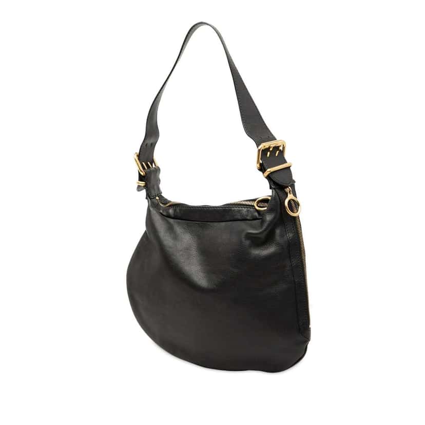 Fendi Leather Oyster Shoulder Bag Black Leather Good condition - Back View