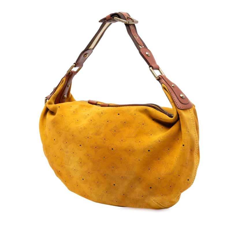 Louis Vuitton Monogram Suede Onatah GM Yellow Leather Very good condition - Back View