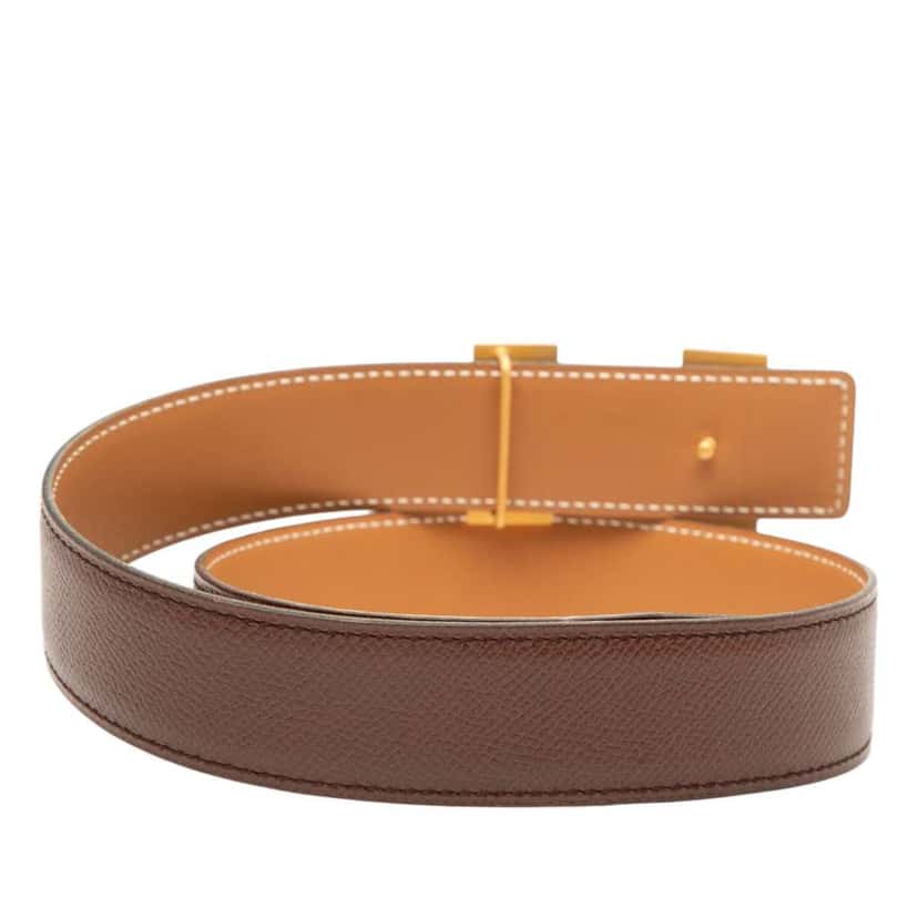 Hermès Epsom and Box Calf Constance H Reversible Belt Brown Leather Good condition - Inside View