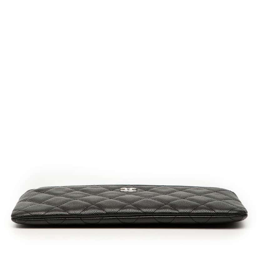 Chanel Quilted Caviar Double Zip Cosmetic Case Black Leather Good condition - Inside View