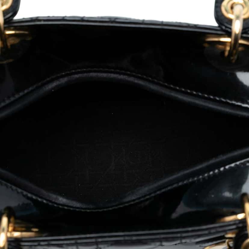 Dior Medium Patent Cannage Lady Dior Black Leather Good condition - Model View