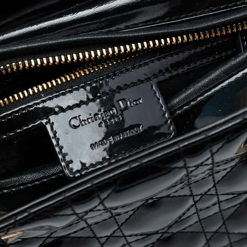 Dior Medium Patent Cannage Lady Dior Black Leather Good condition - Box View