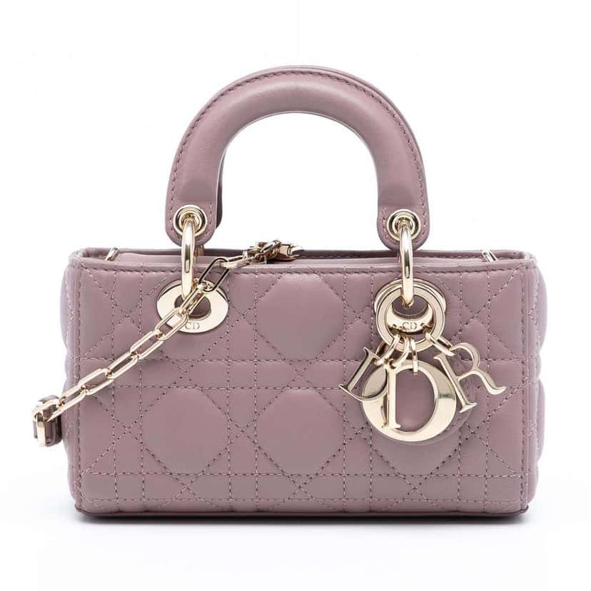 Dior Micro Lambskin Cannage Lady D Joy Purple Leather Good condition - Front View