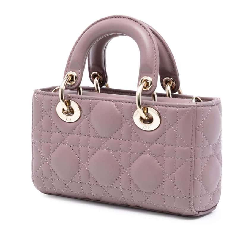 Dior Micro Lambskin Cannage Lady D Joy Purple Leather Good condition - Back View