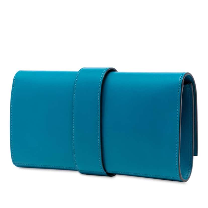 Hermès Tadelakt Medor Clutch 23 Blue Leather Very good condition - Back View