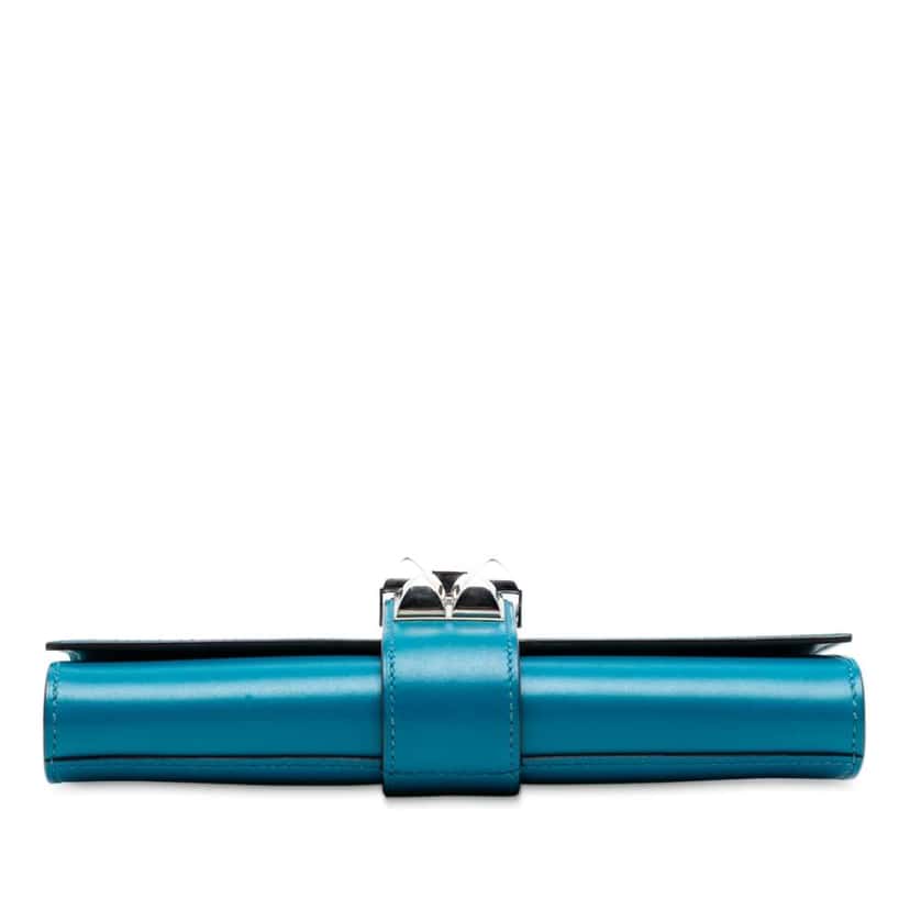 Hermès Tadelakt Medor Clutch 23 Blue Leather Very good condition - Inside View