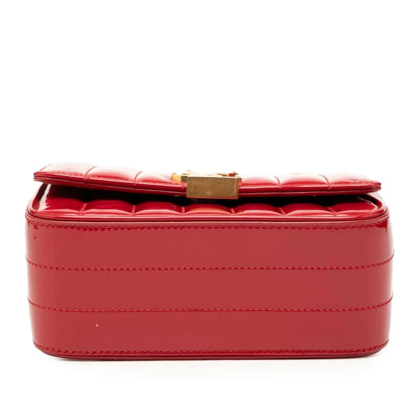 Saint Laurent Small Patent Monogram Vicky Chain Bag Red Leather Good condition - Inside View