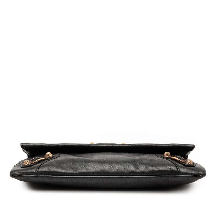 Balenciaga Lambskin Motocross Giant 12 Envelope Clutch Black Leather Good condition - Inside View
