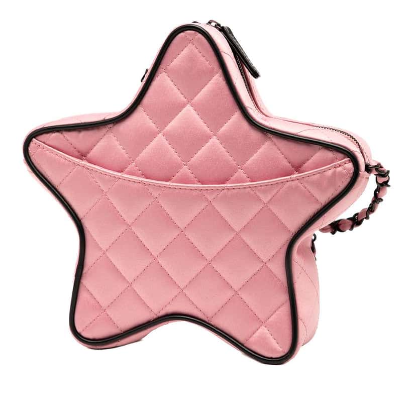 Chanel Quilted Satin Walk Of Fame Star Crossbody Pink Satin Good condition - Back View