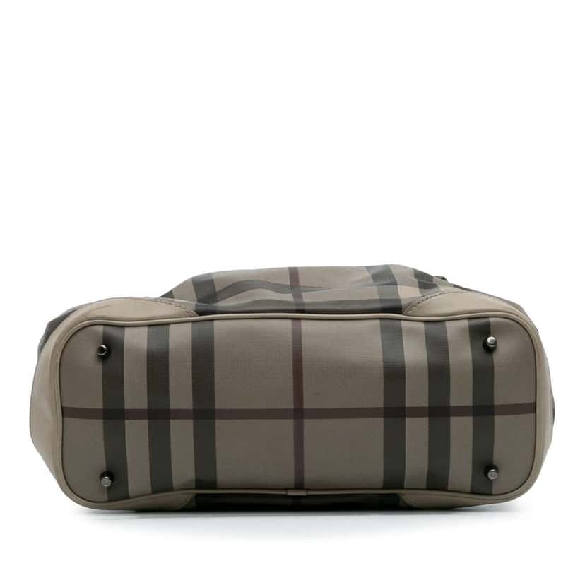 Burberry Smoke Check Coated Canvas Heathcliff Satchel Brown Canvas Good condition - Inside View