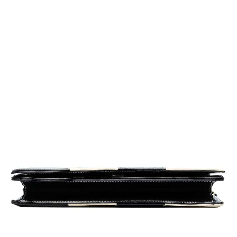 Chanel CC Lambskin Embroidered Clutch With Chain Black Leather Very good condition - Inside View