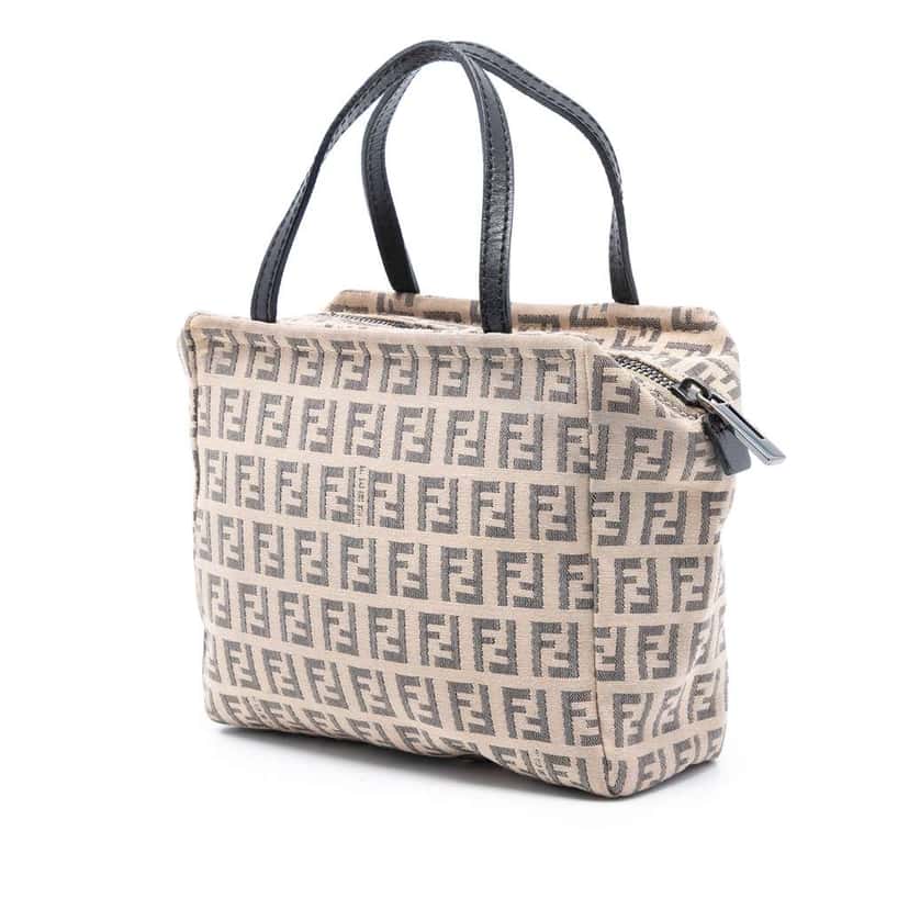 Fendi Mini Zucchino Canvas Handbag Brown Canvas Good condition - Back View