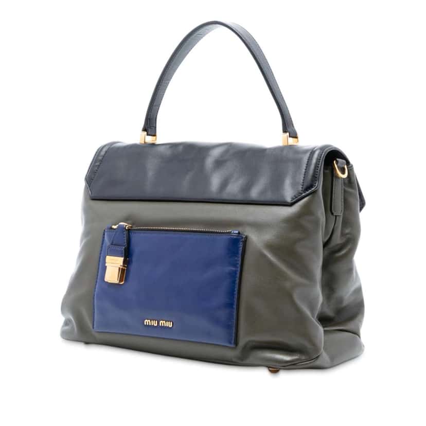 Miu Miu Tricolor Vitello Soft Flap Handbag Brown Leather Good condition - Back View