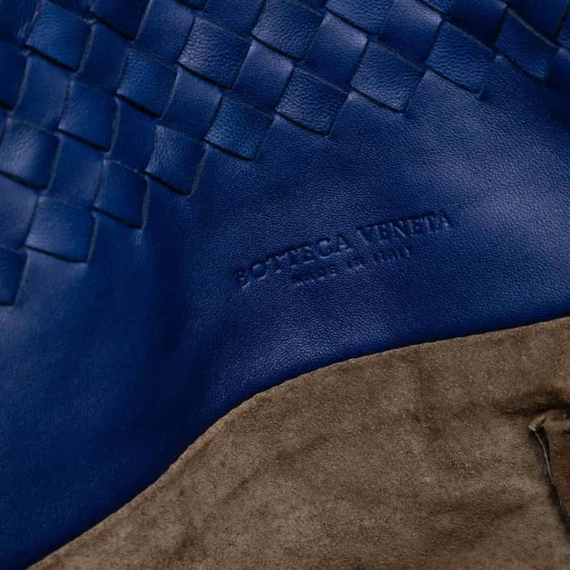 Bottega Veneta Nappa Intrecciato Belt Strap Tote Blue Leather Good condition - Box View