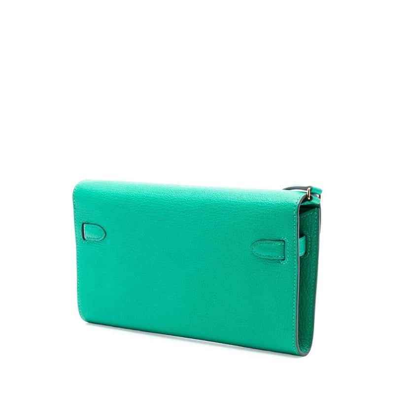 Hermès Chevre Mysore Kelly To Go Wallet Green Leather Good condition - Back View