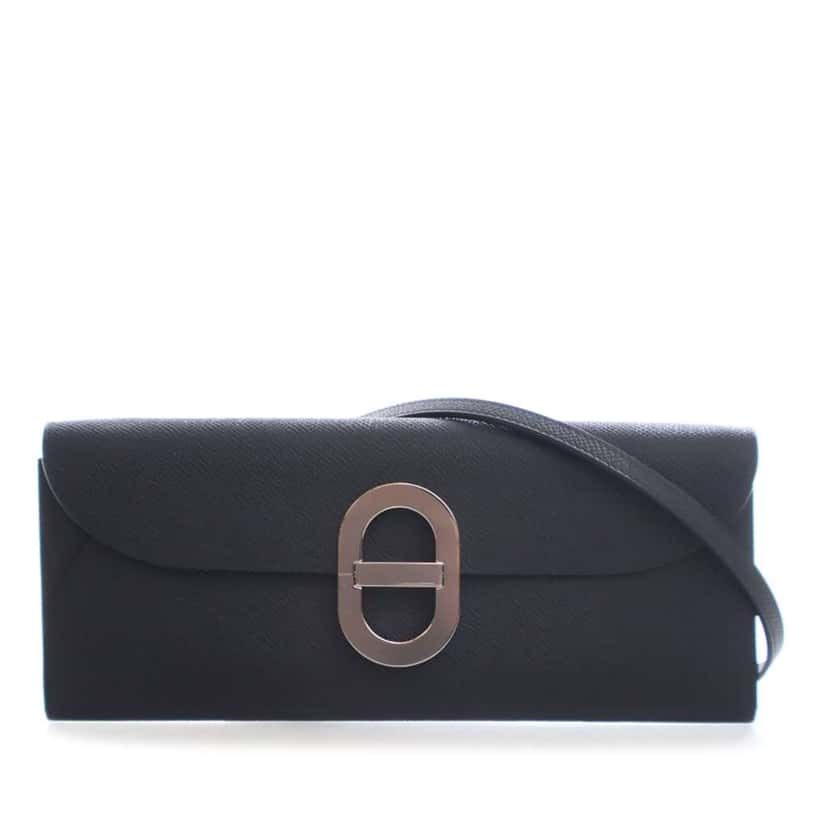Hermès Epsom Maillon To Go Wallet Black Leather Very good condition - Front View