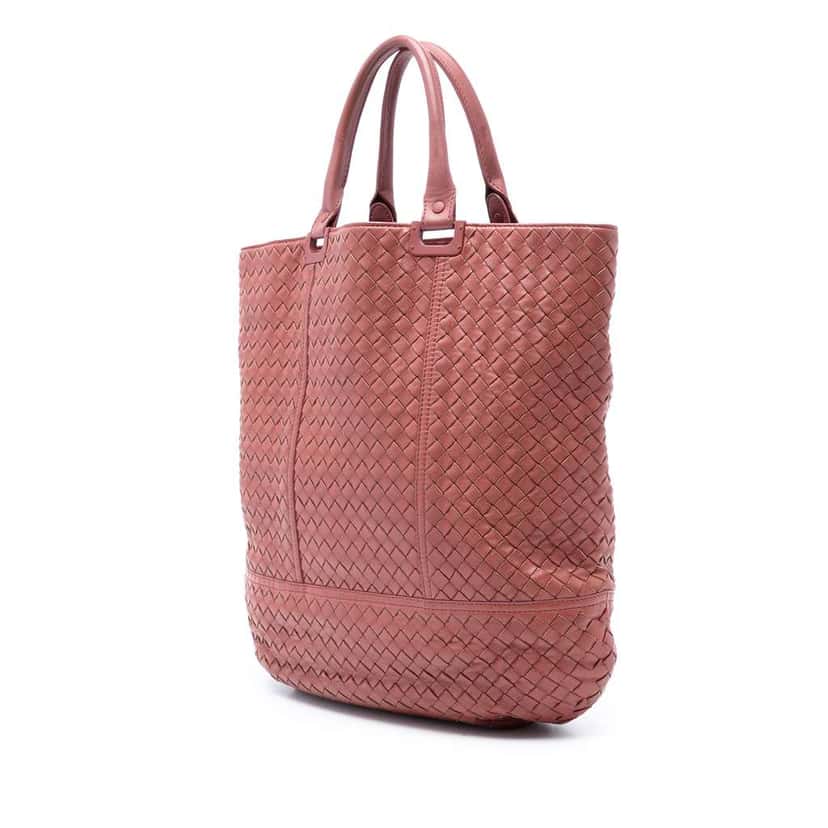 Bottega Veneta Nappa Intrecciato Tote Red Leather Good condition - Back View