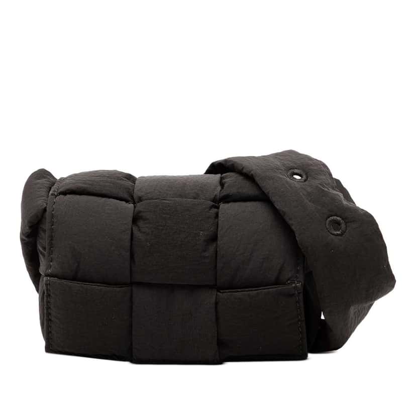 Bottega Veneta Candy Nylon Intrecciato Padded Tech Cassette Crossbody Black Very good condition - Front View