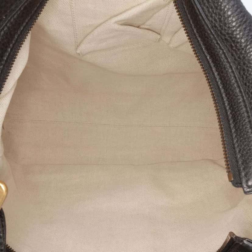 Gucci Pebbled Calfskin Twill Hobo Black Leather Good condition - Model View