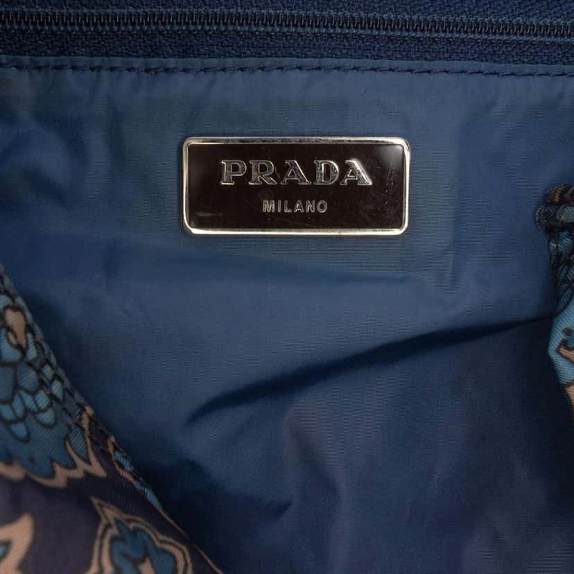 Prada Tessuto Stampato Tote Blue Very good condition - Box View
