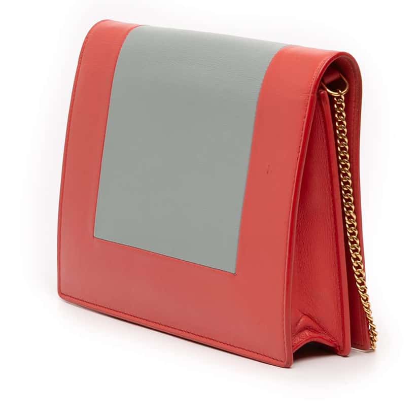 Celine Leather Frame Wallet on Chain Red Leather Very good condition - Back View