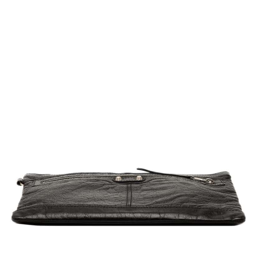 Balenciaga Lambskin Motocross Classic Clip M Clutch Black Leather Good condition - Inside View