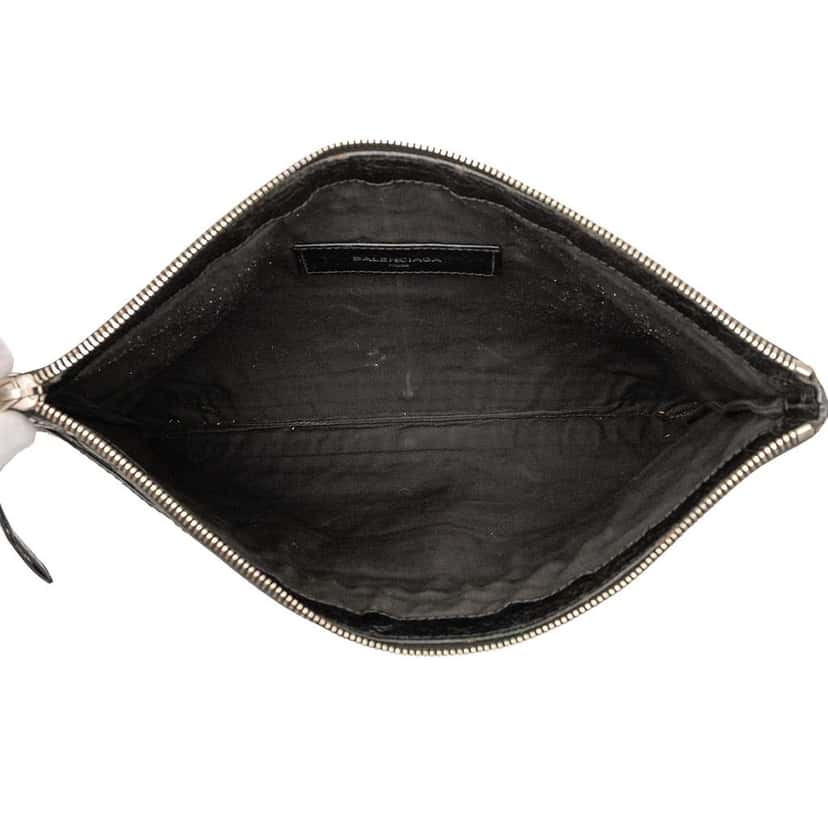 Balenciaga Lambskin Motocross Classic Clip M Clutch Black Leather Good condition - Model View