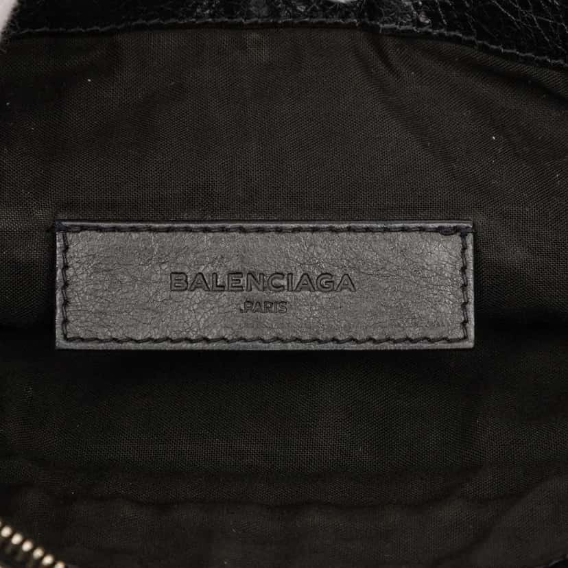 Balenciaga Lambskin Motocross Classic Clip M Clutch Black Leather Good condition - Box View