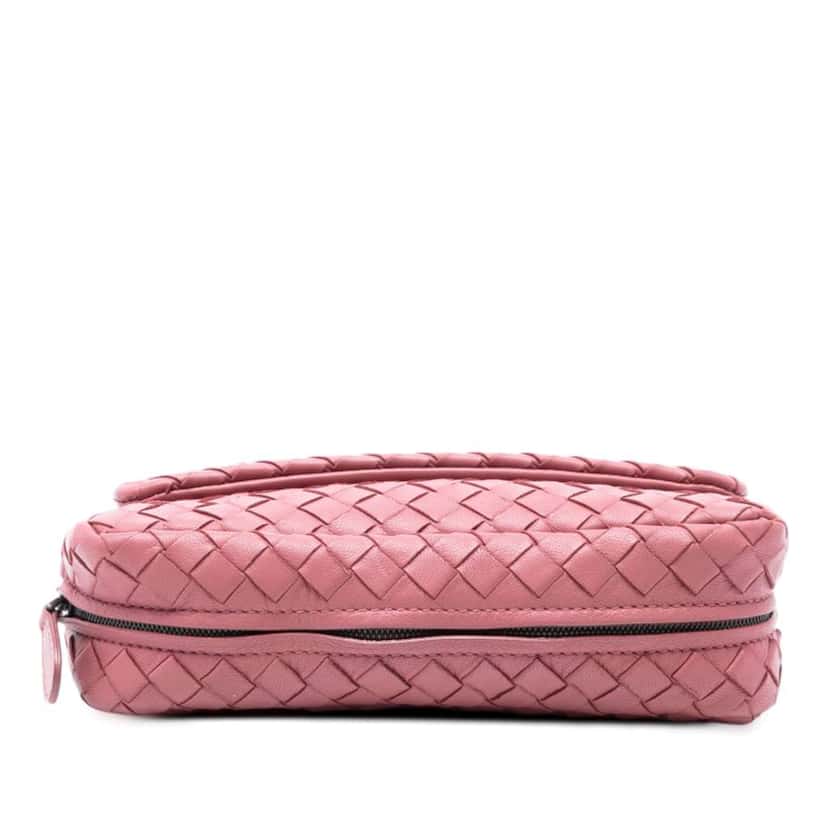Bottega Veneta Mini Nappa Intrecciato Expandable Chain Crossbody Pink Leather Good condition - Inside View