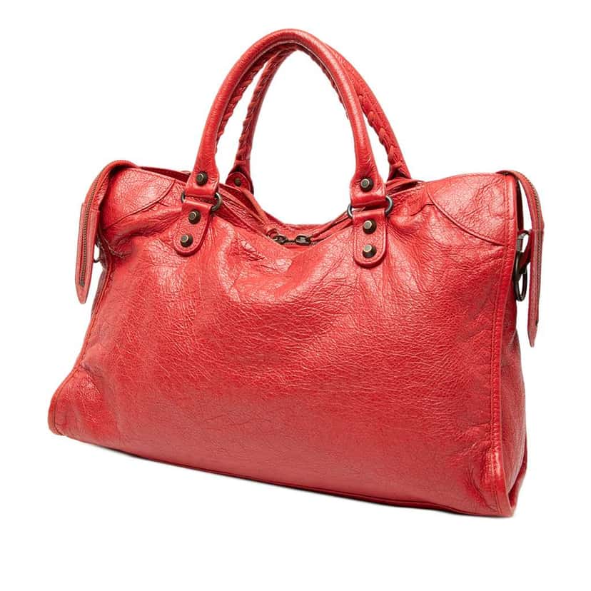 Balenciaga Lambskin Motocross Classic City Satchel Red Leather Good condition - Back View