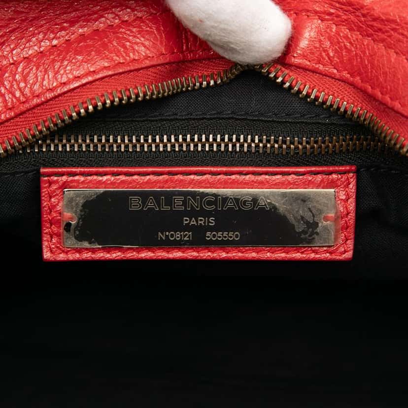 Balenciaga Lambskin Motocross Classic City Satchel Red Leather Good condition - Box View