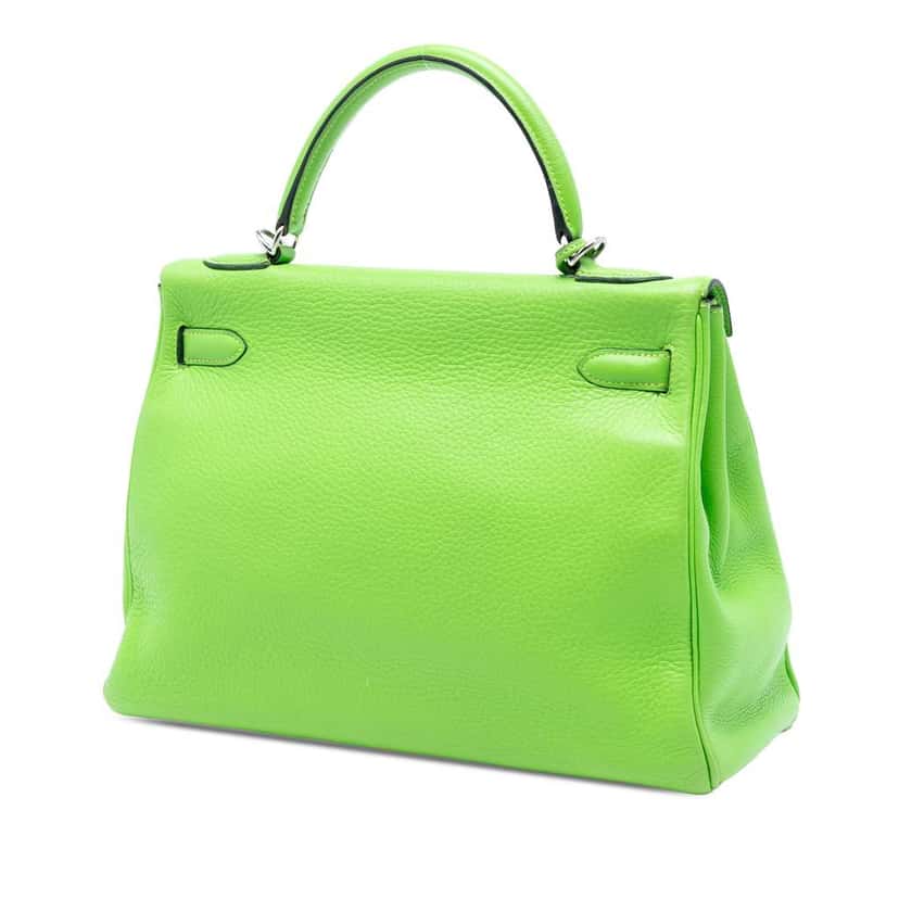 Hermès Clemence Kelly II Retourne 32 Green Leather Very good condition - Back View