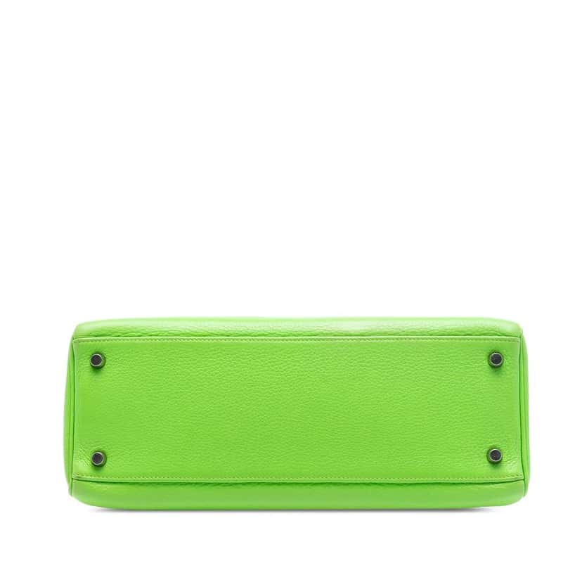 Hermès Clemence Kelly II Retourne 32 Green Leather Very good condition - Inside View