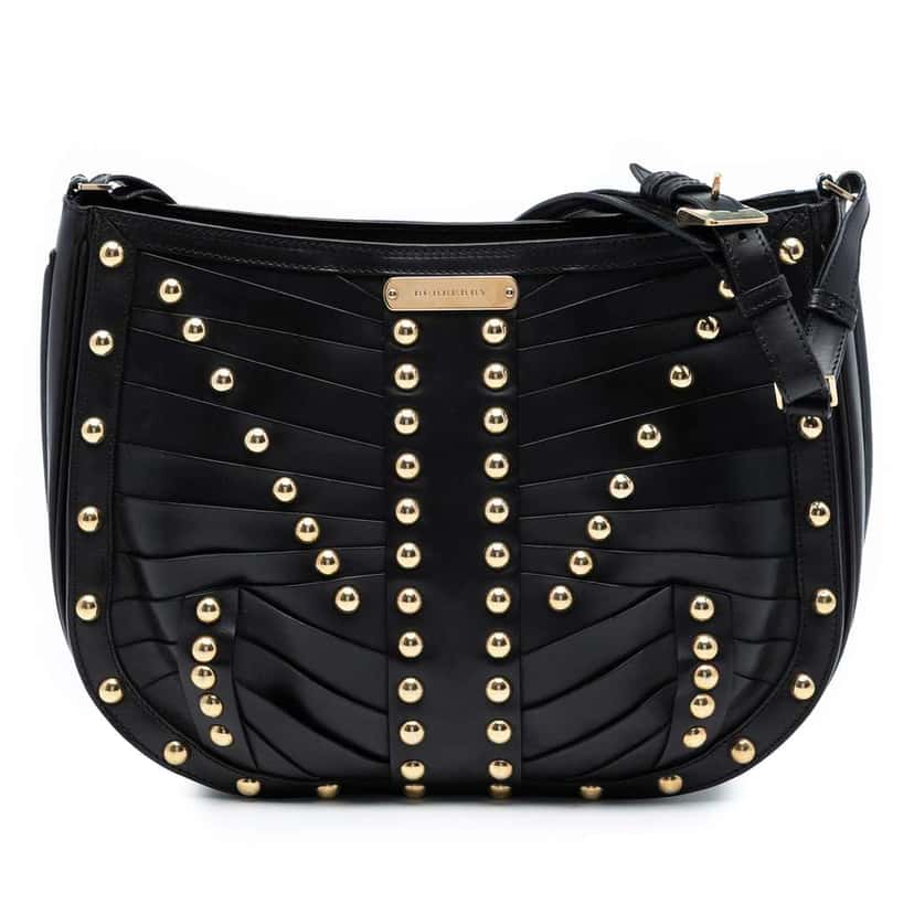 Burberry Studded Leather Shoulder Bag Black Leather Good condition - Front View