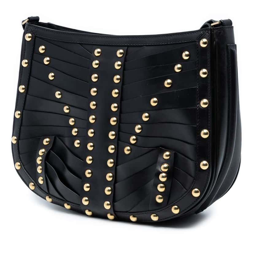 Burberry Studded Leather Shoulder Bag Black Leather Good condition - Back View