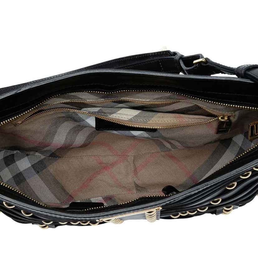 Burberry Studded Leather Shoulder Bag Black Leather Good condition - Model View