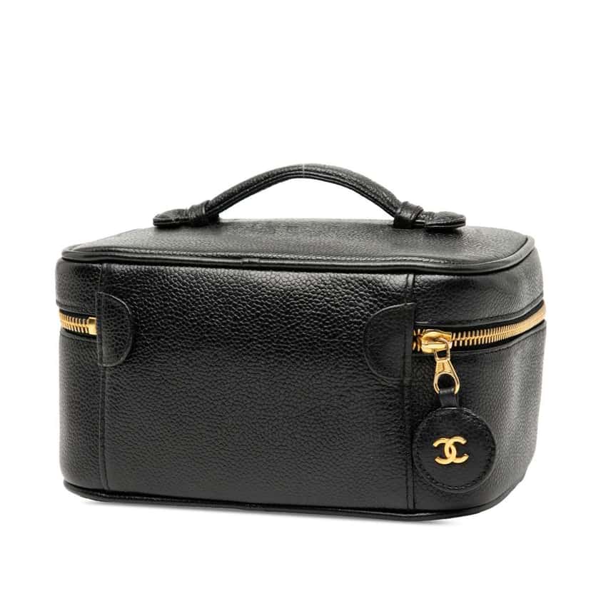 Chanel CC Caviar Vanity Bag Black Leather Good condition - Back View