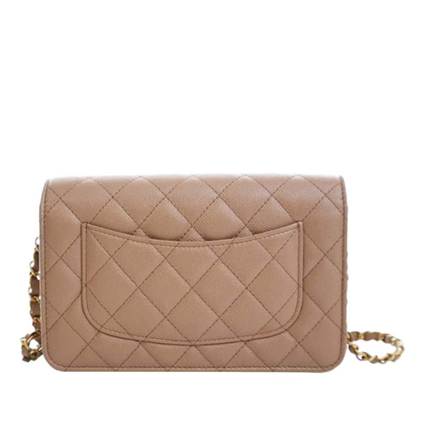Chanel CC Quilted Caviar Wallet on Chain Brown Leather Good condition - Inside View